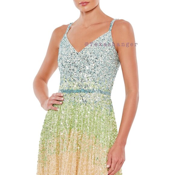 NWT Mac Duggal Sequin Gradient Multi Pastel Color Evening Gown Size 4 5691 - Picture 2 of 10